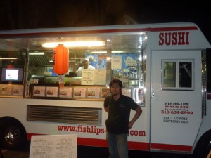 The FishLips Sushi Truck outside of ATOMIC.